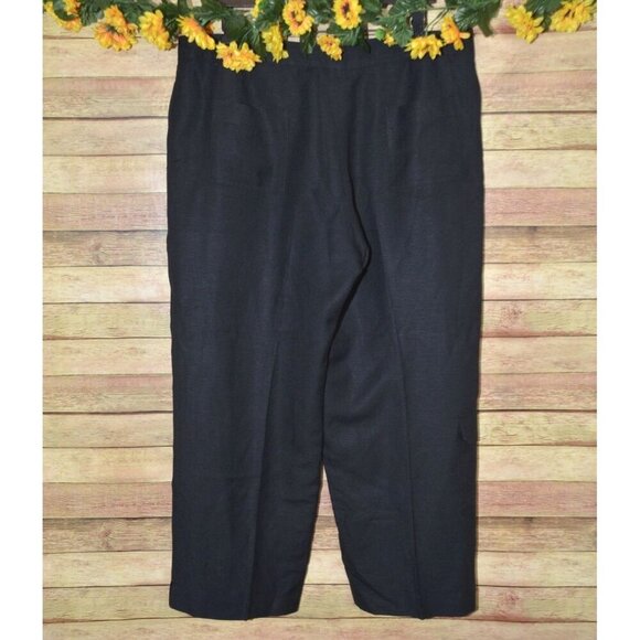 Larry Levine Black Cropped Ankle Linen Blend Pants Size 16 Casual Cargo Pocket - Picture 4 of 8